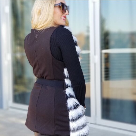 Faux fur Vest black and white - Picture 2 of 5